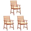 Outdoor Chair Set of 3 Natural wood Solid acacia wood Standard