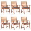 Outdoor Chair Set of 6 Anthracite Solid Acacia wood Standard