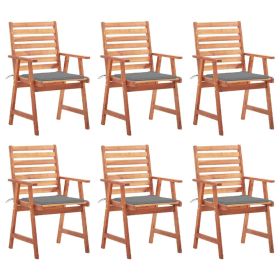 Outdoor Chair Set of 6 Acacia Solid Acacia wood, Polyester