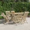 Folding Garden Chair Set of 6 Grey Solid teak wood Standard