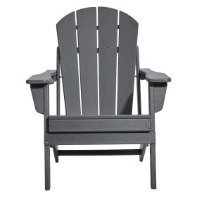 Adirondack Chair Plastic, Set of 2 All-Weather Portable Folding Fire Pit Chair, Outdoor Adirondack Patio Chair with Cup Holder