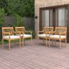 Garden Chair Set of 4 Warm Teak, White Fine Sanded Teak Hardwood