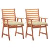 Outdoor Chair Set of 2 Natural Wood Solid Acacia wood Standard