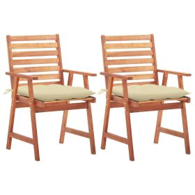 Outdoor Chair Set of 2 Natural Wood Solid Acacia wood Standard