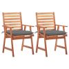 Outdoor Chair Set of 2 Natural Wood Solid Acacia wood Medium