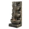 Outdoor Water Fountain 4-Tier Yard Fountain 35.63 in Block Stack Style