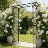 Metal Garden Arch L80.3'' x W20.47'' x H81.1'' Climbing Plants Support Rose Arch Outdoor Black