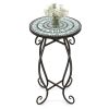 Small Plant Stand with Weather Resistant Ceramic Tile Tabletop