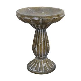 18.1" H Bird Bath for Garden - Concrete Construction Bird Baths for Outdoors, Large Size Vintage Pedestal Birdbath for Patio, Yard, Lawn