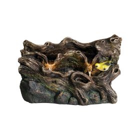 Outdoor Garden Water Fountain - Modern Tree Trunk Waterfalls Fountains with LED Lights & Pump for Patio Yard Porch Pool Decor