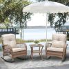 3Pcs Outdoor Patio Wicker Rocking Porch Chair with Waterproof Cushions,Khaki