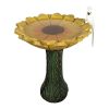 24.4-in Outdoor Sunflower Bird Bath - Fibre Reinforced Concrete Large Bird Bath Stylish with Modern Pedestal for Garden, Patio, Lawn, Backyard