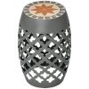 12" Patio Round Side Table, Outdoor Footstool, Garden Mosaic Accent Side Table, Plant Stand, Gray