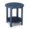 2-Tier Outdoor Side Table, HDPE Adirondack Table Patio Side Table, Weather Resistant End Table Small Outdoor Table, Navy Blue, Round
