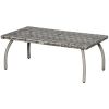 Rattan Coffee Table Outdoor Side Table, 35.4" x 19.7" Small Wicker Patio Furniture with All-Weather PE for Garden, Balcony, Backyard, Poolside, Grey