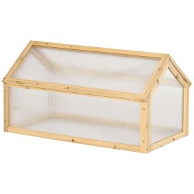 Wooden Cold Frame Greenhouse Garden Portable Raised Planter with Openable Top for Indoor, Outdoor, Flowers, Vegetables, Plants, 35.5" x 20.5" x 19.5"
