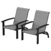 2 Pieces Outdoor Adirondack Chairs Muskoka Chairs with Aluminum Frame, Mesh Seat, High Back for Garden, Deck, Dark Grey