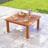 Patio Coffee Table with Umbrella Hole and Teak Oil Finish
