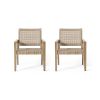 Outdoor Wicker and Acacia Wood Club Chairs, Set of 2, Light Multibrown and Light Brown, 34'' H X 25'' W X 27.25'' D