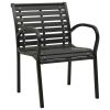 Garden Chair Set of 2 Black Steel with powder-coated finish, WPC