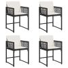 Garden Chair Set of 4 Black, Cream PE rattan