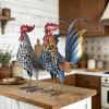 18" Metal Roosters Garden Statues Outdoor Decor - Carved Iron Rooster Yard Art for Patio, Lawn, Backyard, Farmhouse - Chicken Lover Gifts-Set of 2