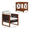 Outdoor Bistro Set Wicker Patio Furniture with Cushions, for Porch, Backyard, Garden, Brown