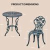 3 PCS Outdoor Bistro Set, All-Weather Cast Aluminum Rose Bistro Table and Chairs Set of 2, Patio Bistro Set for Backyard, Garden, Balcony(Green)