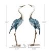 Outsunny 2-Piece Crane Garden Sculptures Blue for Lawn Patio Backyard Decoration 28.5"-29"