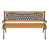 49" Garden Bench Patio Porch Chair Deck Hardwood Cast Iron Love Seat Weave Style Back