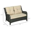 2-Seater Outdoor Sofa PE Rattan Wicker Loveseat with Cushions Beige