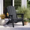 Patio 3 Pcs Foldable Adirondack Chair Set,2 Adirondack Plastic Chairs with Cup Holder and Table,3PCS Adirondack Chair Set, Black