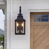 23"(H) 1-Pack Outdoor Wall Lantern Light – Vintage Black Metal Sconce with Clear Seeded Glass for Porch, Patio, and Garden (Bulb Not Included)