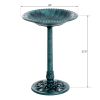 Outsunny 28" Resin Fleur De Lis Bird Bath, Time-Worn Finish - Garden Ornamental Decor