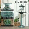 3-in-1 Garden Bird Bath Bowl Pedastal with Large Water Basin, Bird Feeder & Underneath Flower Planter, Green