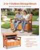 33 Gal Outdoor Wood Storage Bench Deck Box Waterproof 2-Person Outdoor Seating