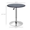 Bistro Bar Table 25", Round, Adjustable Height, Chrome Steel Base, for Home Bar, Kitchen, Dining - Black/Chrome