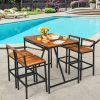 5 Pieces Outdoor Acacia Wood and PE Rattan Bar Set