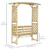 Garden Arch with 2 Person Bench, Wooden Garden Arbor Archway Trellis for Climbing Plants, Lawn, Backyard Decor, Natural