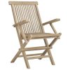 Folding Garden Chair Set of 6 Grey Solid teak wood Standard