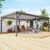 12' x 20' Outdoor Wooden Pergola, Grape Vine Gazebo with Concrete Anchors for Garden, Patio, Backyard, Deck, Gray