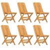 Folding Garden Chair Set of 6 Teak Solid Teak Wood Medium