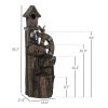 Outsunny 2-in-1 Outdoor Water Fountain with Birdhouse, Outdoor Waterfall Fountain with LED Lights Pump, Tree Trunk Outdoor Water Feature