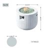 Direct Wicker 31" Outdoor Round Magnesium Oxide Gas Fire Pit Table with Lid & Rain Cover,White
