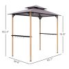 Outsunny 8' x 5' Grill Gazebo, Double Tiered Barbecue Grill Gazebo Shelter with 2 Side Shelves and 10 Hooks for Patio, Garden