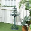 Outsunny Bird Bath Bowl, 3-in-1 Pedestal Birdbath with Bird Feeder and Flower Planter, Large Water Basin, Outdoor, Green