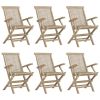 Folding Garden Chair Set of 6 Grey Solid teak wood Standard