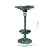 Outdoor Solar Lighted Pedestal Bird Bath Fountain Decoration with Planter and Feeder, Decorative Vintage Bird Baths for Garden Yard, Green