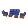 Patio Furniture Set Rattan Outdoor Sectional Conversation Sets 3-Seat Outdoor Couch,2 Single Chair and 2 Ottoman for Lawn, Balcony, Garden