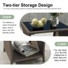 PPL Outdoor Side Tables for Patio - Tempered Glass Top Small Patio Wicker Table with Storage Shelf for Balcony & Porch, Durable PE Rattan & Iron Frame